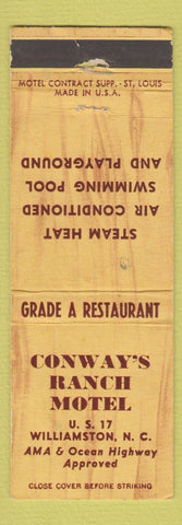 Matchbook Cover - Conway's Ranch Motel Williamston NC