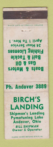Matchbook Cover - Birch's Landing Andover OH WEAR