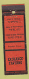Matchbook Cover - Exchange Taverns New York City WEAR