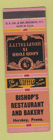 Matchbook Cover - Bishop's Restaurant Bakery Hershey PA