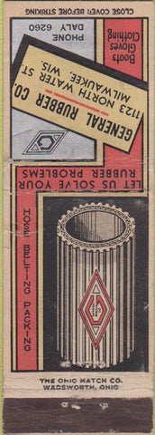 Matchbook Cover - General Rubber Co Milwaukee WI Boots Gloves