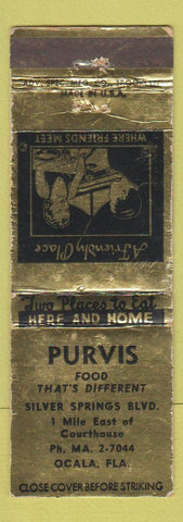 Matchbook Cover - Purvis Restaurant Ocala FL WEAR