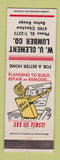 Matchbook Cover - WU Clement Lumber Baton Rouge LA