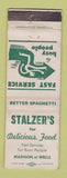 Matchbook Cover - Stalzer's Restaurant Chicago IL WEAR