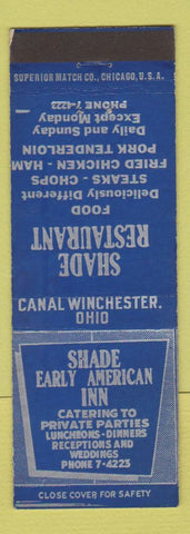 Matchbook Cover - Shade Early American Inn restaurant Canal Winchester OH