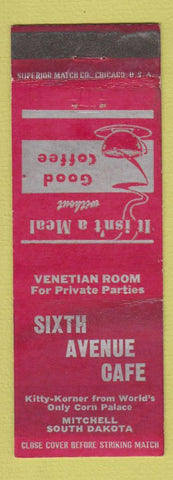 Matchbook Cover - Sixth Avenue Cafe Mitchell SD WEAR