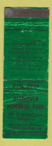 Matchbook Cover - Resthaven Memorial Park Lock Haven PA