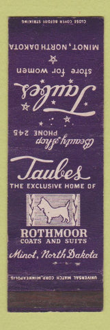 Matchbook Cover - Taubes Women's Clothes Rothmoor Minod ND