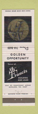 Matchbook Cover - St Francis Building and Loan Milwaukee WI