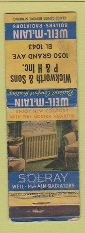 Matchbook Cover - Weil McLAin Radiant Heating Wickworth WORN