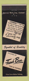 Matchbook Cover - Frank Bros Clothes