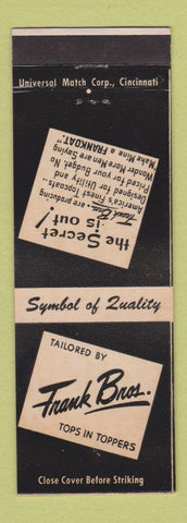 Matchbook Cover - Frank Bros Clothes