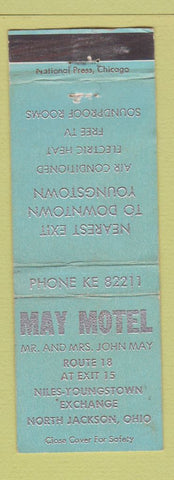 Matchbook Cover - May Motel North Jackson OH WEAR