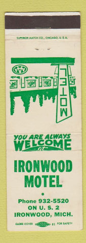 Matchbook Cover - Ironwood Motel Ironwood MI