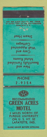 Matchbook Cover - Green Acres Motel Lafayette IN WEAR