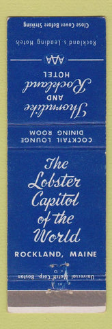 Matchbook Cover - Thorndike and Rockland Hotel Rockland ME