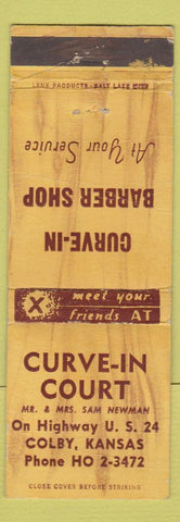 Matchbook Cover - Curve In Court Motel Barber Shop Colby KS