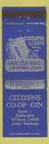 Matchbook Cover - Citizens COOP Gin Shallowater TX cotton