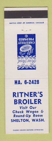 Matchbook Cover - Ritner's Broiler Shelton WA restaurant
