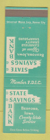 Matchbook Cover - State Savings Bank Bedford IA