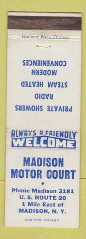 Matchbook Cover - Madison Motor Court Madison NY