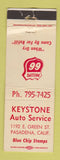 Matchbook Cover - Phillips 66 oil gas Keystone Service Pasadena CA WEAR