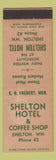 Matchbook Cover - Shelton Hotel Shelton WA low phone #