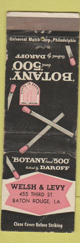 Matchbook Cover - Botany 500 Men's Clothes Welsh Levy Baton Rouge LA WEAR