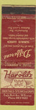 Matchbook Cover - Harold's White Rock Restaurant West Orange NJ WORN