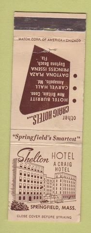 Matchbook Cover - Shelton Hotel Springfield MA WEAR