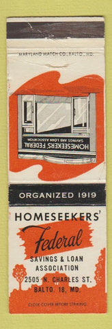 Matchbook Cover - Homeseekers' Federal Savings Baltimore MD