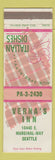 Matchbook Cover - Verna's Inn Seattle WA Italian