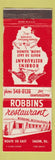 Matchbook Cover - Robbins Restaurant Salem IL WEAR