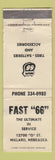 Matchbook Cover - Phillips 66 oil gas Fast Millard NE WORN