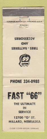 Matchbook Cover - Phillips 66 oil gas Fast Millard NE WORN