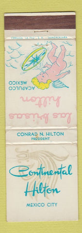 Matchbook Cover - Continental Hotel Mexico City Acapulco WORN