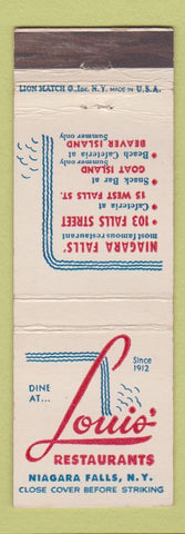 Matchbook Cover - Louis' Restaurants Niagara Falls NY