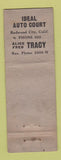 Matchbook Cover - Ideal Auto Court Redwood City CA WORN