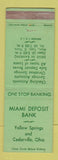 Matchbook Cover - Miami Deposit Bank Cedarville OH