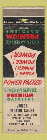 Matchbook Cover - Cities oil gas Jones Motors Pinckneyville IL WEAR