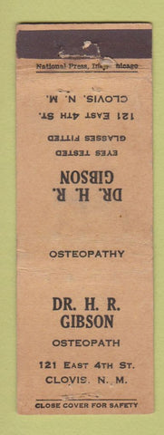 Matchbook Cover - Dr HR Gibson Clovis NM WORN