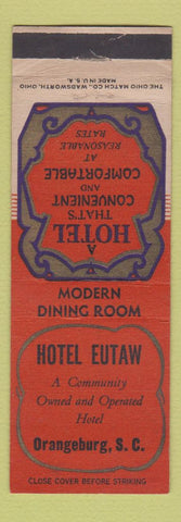 Matchbook Cover - Hotel Eutaw Orangeburg SC