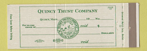 Matchbook Cover - Quincy Trust Company MA Full Length
