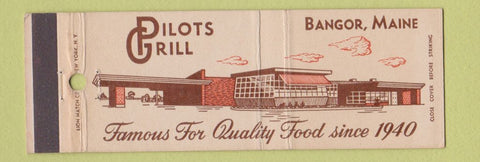 Matchbook Cover - Pilots Grill Bangor ME Full Length