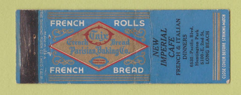 Matchbook Cover - New Imperial Cafe Long Beach CA Taix Bread WEAR