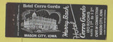 Matchbook Cover - Hotel Cerro Gordo Mason City IA