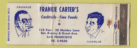 Matchbook Cover - Frankie Carter's Restaurant San Francisco CA WORN Full Length