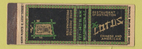 Matchbook Cover - Lotus Chinese Restaurant Washington DC