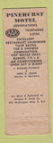 Matchbook Cover - Pinehurst Motel Covington VA WEAR Full Length