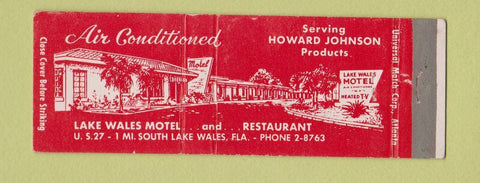Matchbook Cover - Lake Wales Motel FL Howard Johnson Full Length